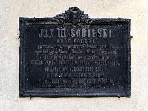 Pamětní deska Jana III. Sobieského na náměstí